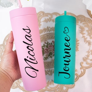 Personalized Custom Tumbler, Bridesmaid Tumbler with Straw, Bachelorette Party, Bridal Party, Wedding, Birthday Cup, 16oz Skinny Tumblers