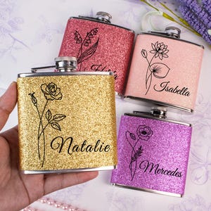 Personalized Women&#39;s Flask, Bridal Party Gifts, Custom Flask, Laser Engraved Flask, Engraved Women&#39;s Flask, Bridesmaid Gifts, Gift for Her
