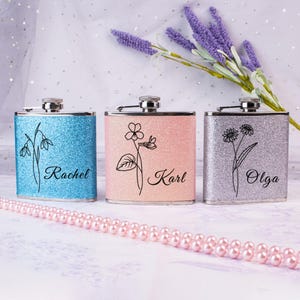Personalized Flask for Women Birthday, Flask for Her, Custom Women&#39;s Flask, Engraved Flask, Bridal Party Gift, Bridesmaid Gift, Gift for Mum