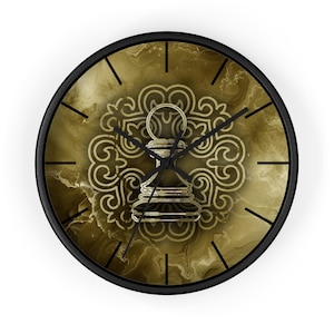 Elegant Chess Pawn Design Wall Clock, Spiritual Home Decor, Meditation Clock, Gift for Mindfulness, Unique Clock for Living Room