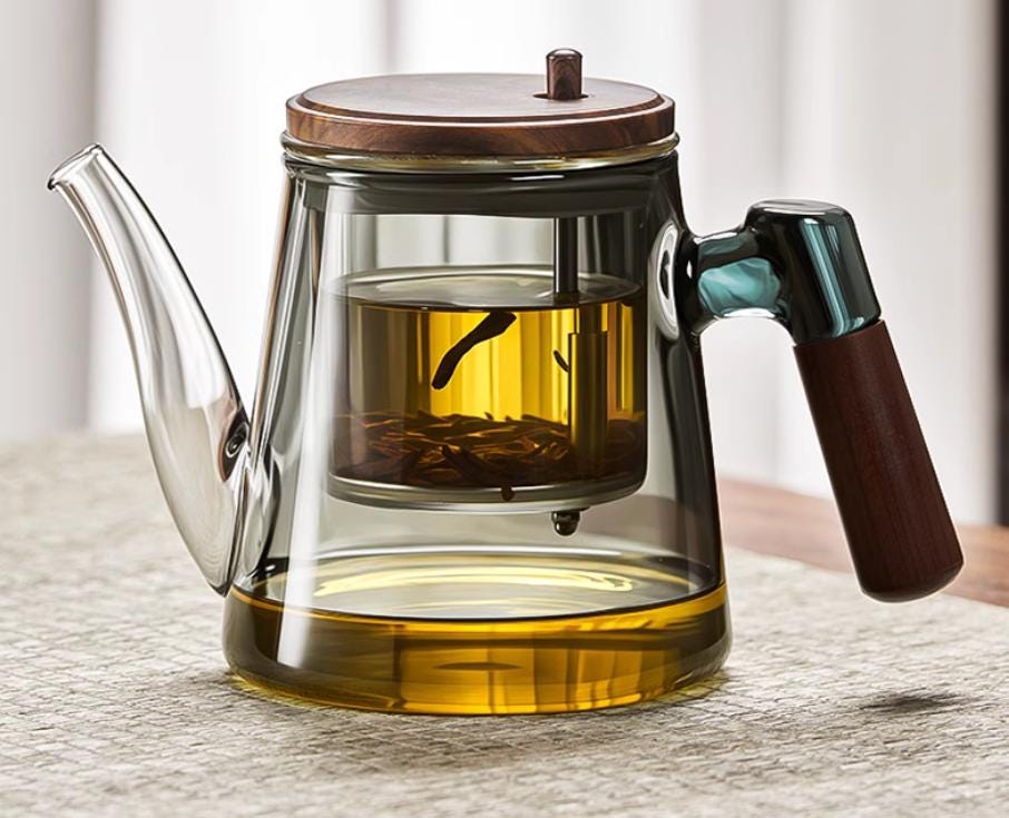 650ml Glass Teapot with infuser high borosilicate glass tea set kettle tea Portable Tray Set