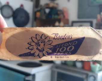 1957 BORDEN DAIRY Dixie Cup Wooden Spoon - Second 100 Years Anniversary WrapperAnniversary
