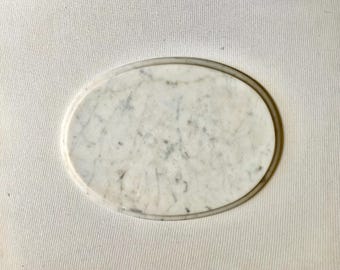 3/4” Thick by 10 1/4” Wide by 14” Long Oval Italian Marble Table Top - Plant Stand Marble Top