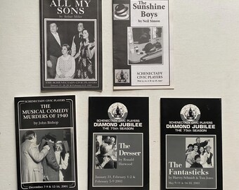 5 Different Schenectady Civic Players Souvenir Programs - 1995 to 2003