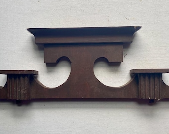 Antique Wooden Clock Pediment - Wall Clock Crest - Regulator (?) Clock Pediment - 4 7/8” Tall by 13 1/2” Wide