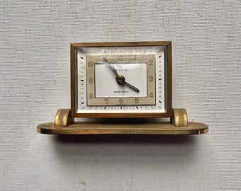 Vintage Non-working - Art Deco Style - Brass - RENSIE Seven Jewels German Alarm Clock - For Parts or Repair