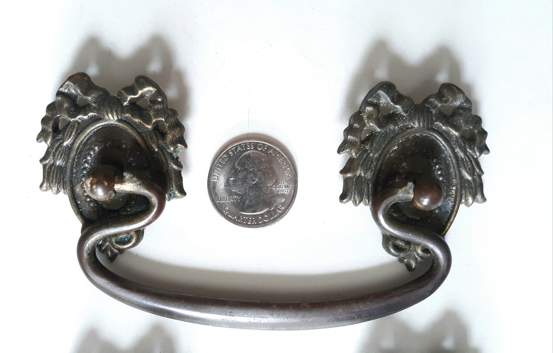 5 Brass and Steel Empire Style Drawer Pulls 3 Etsy
