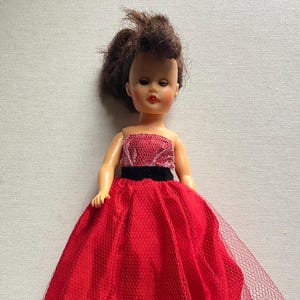 Vintage 10&quot; Circle P Twist Waist Fashion Doll - Red Tafetta Gown - High Heels