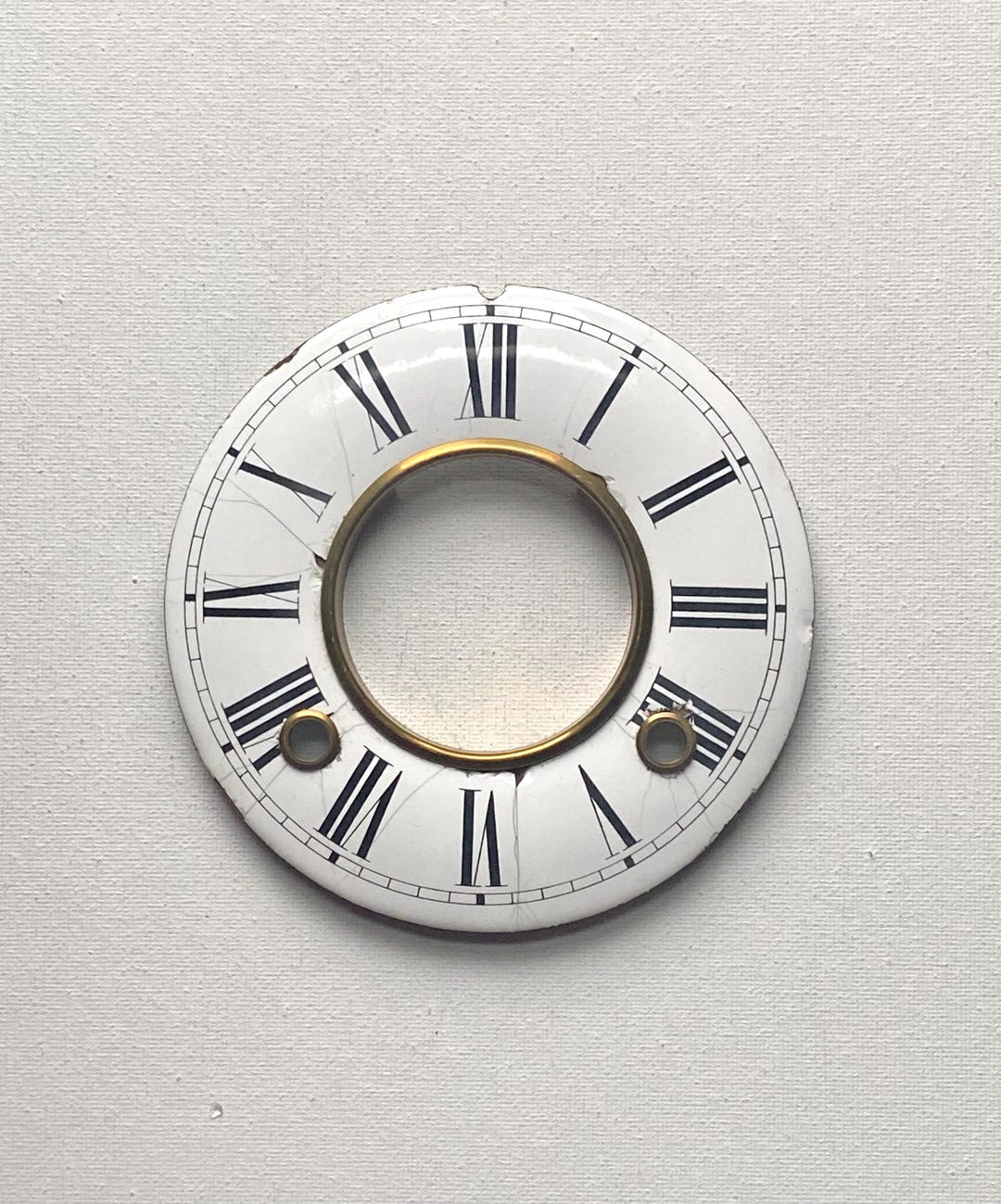 Antique Porcelain Enamel Clock Dial Chapter Ring - 4 3/4