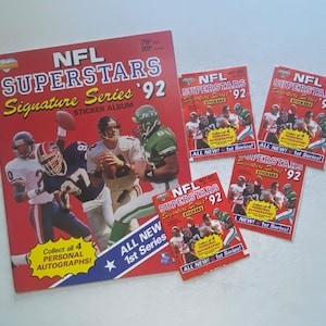 Unused - 1992 NFL Superstars Signature Series Sticker Album With 4 Never Opened Autograph Stickers