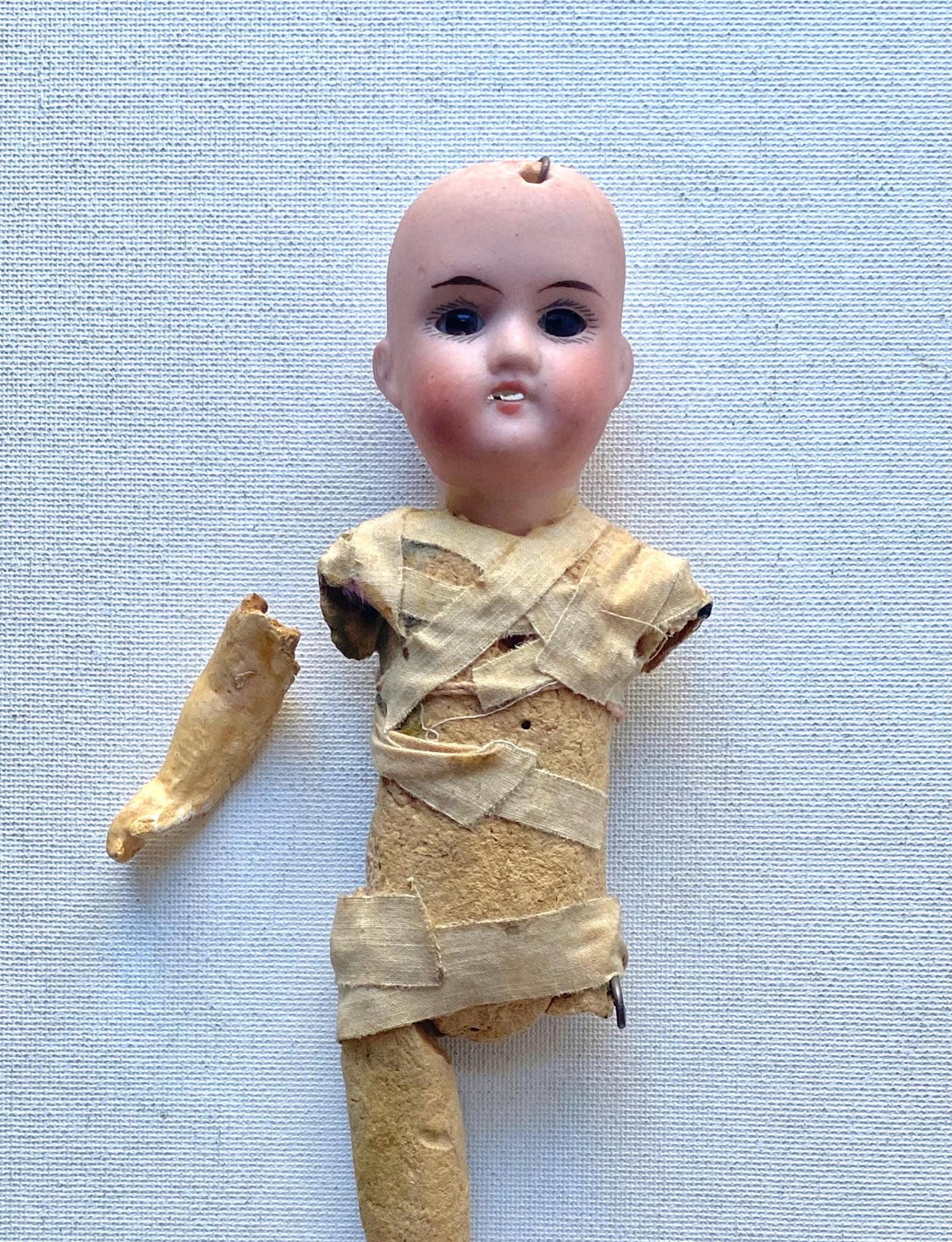 Poupée Ancienne Brunet - Yeux En Verre - Antique Bisque - Fabriquée En France