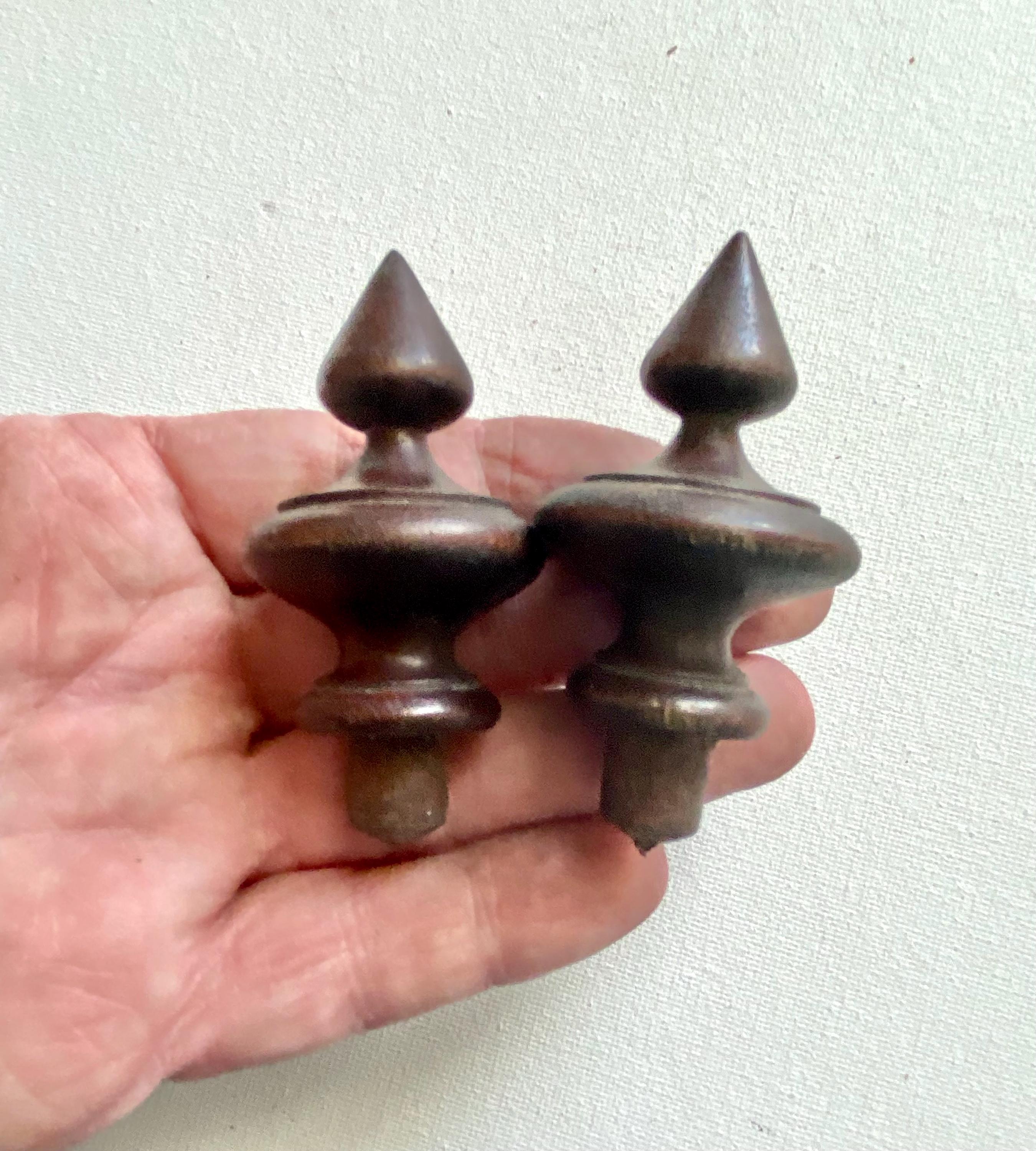 Antique ~Two Wooden Clock Finials Painted Gold 2 1/2' tall - 1/2 #3832