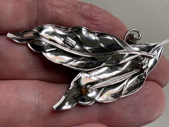 Pair CARL ART Sterling Silver Leaf Brooches - image 4