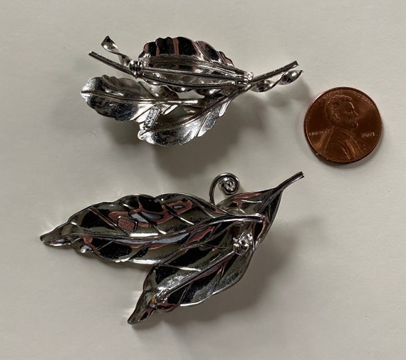 Pair CARL ART Sterling Silver Leaf Brooches - image 3