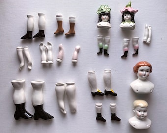 Vintage Geri Milano China Doll Parts Lot - Flower Head Dolls