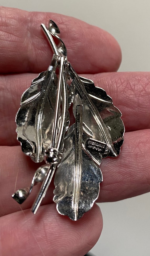 Pair CARL ART Sterling Silver Leaf Brooches - image 5