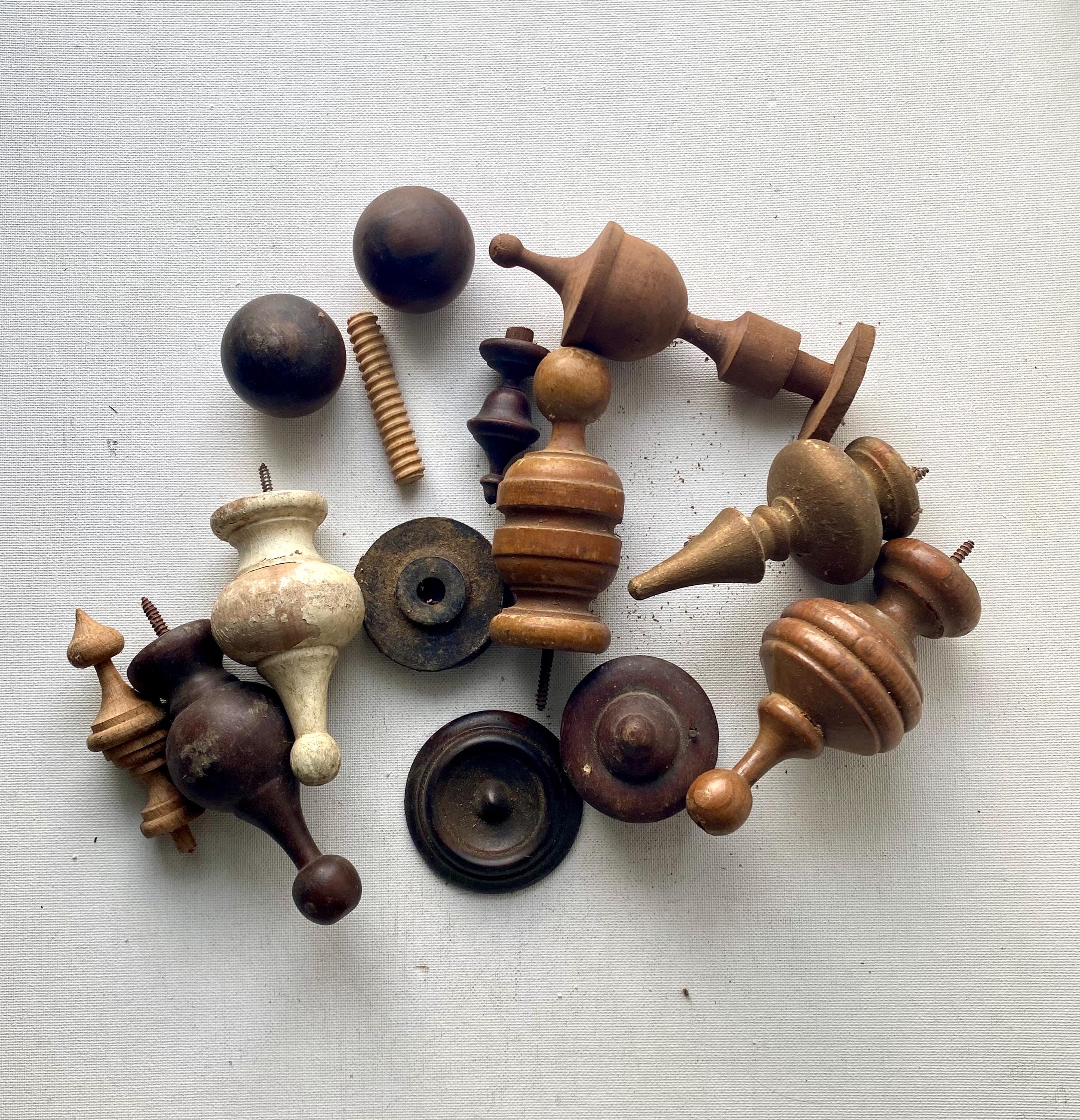 thumbnail interactive-video image 1 of Antique Clock Parts - Solid Wood Finials (Set Of 2) For Clock Restoration 1 of 3