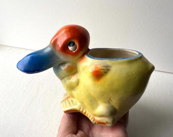 Fun Vintage Brightly Colored Pelican (?) Planter - Made In Japan - Elephant Head Trademark