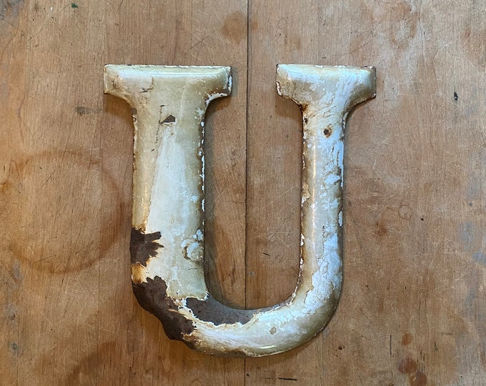 10 Antique Enameled Metal Sign Letter U Shabby Chippy Rusty Crusty - Etsy