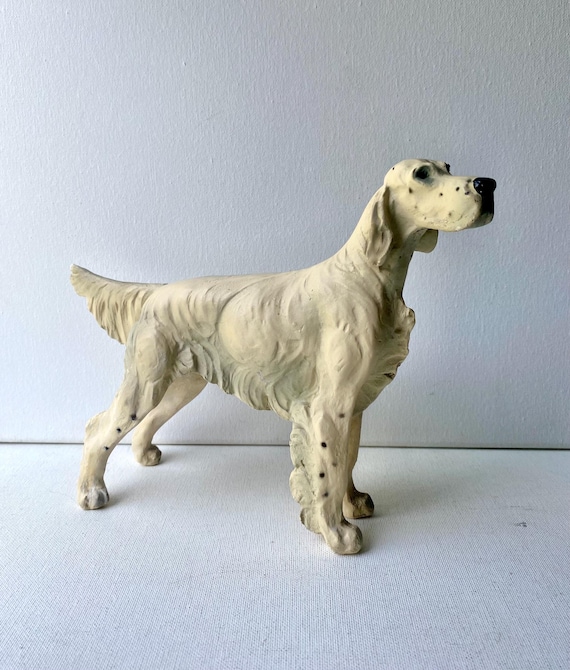 Rare 1940’s Jan Allan Chalkware English Setter Dog Figurine - 5 1/4” Tall - Marked - Very Good Condition