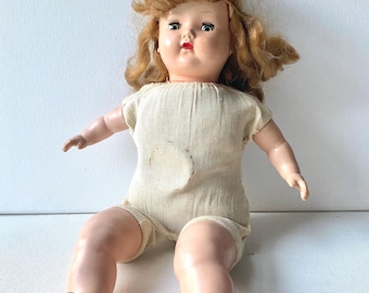Vintage 16" Cryer Doll: Hard Plastic Head, Vinyl Limbs (Non-Working)