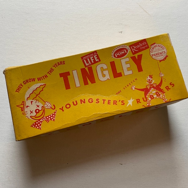 Late 1950’s Empty Shoebox - TINGLEY YOUNGSTER’S RUBBERS - 2315 Red Narrow Rubbers Shoebox