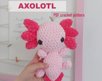 Padrão de crochê de axolote em PDF – Tutorial de pelúcia amigurumi – Padrão fofo de axolote kawaii para iniciantes