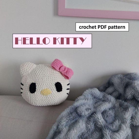 Hello Kitty Crochet Pattern - Cute Plush Pillow Amigurumi PDF