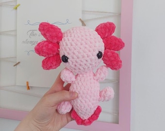 Pluche gehaakt axolotl-speelgoed – handgemaakte zachte axolotl-amigurumi – kawaii roze knuffeldier cadeau – schattige axolotl-knuffel voor kinderen en volwassenen