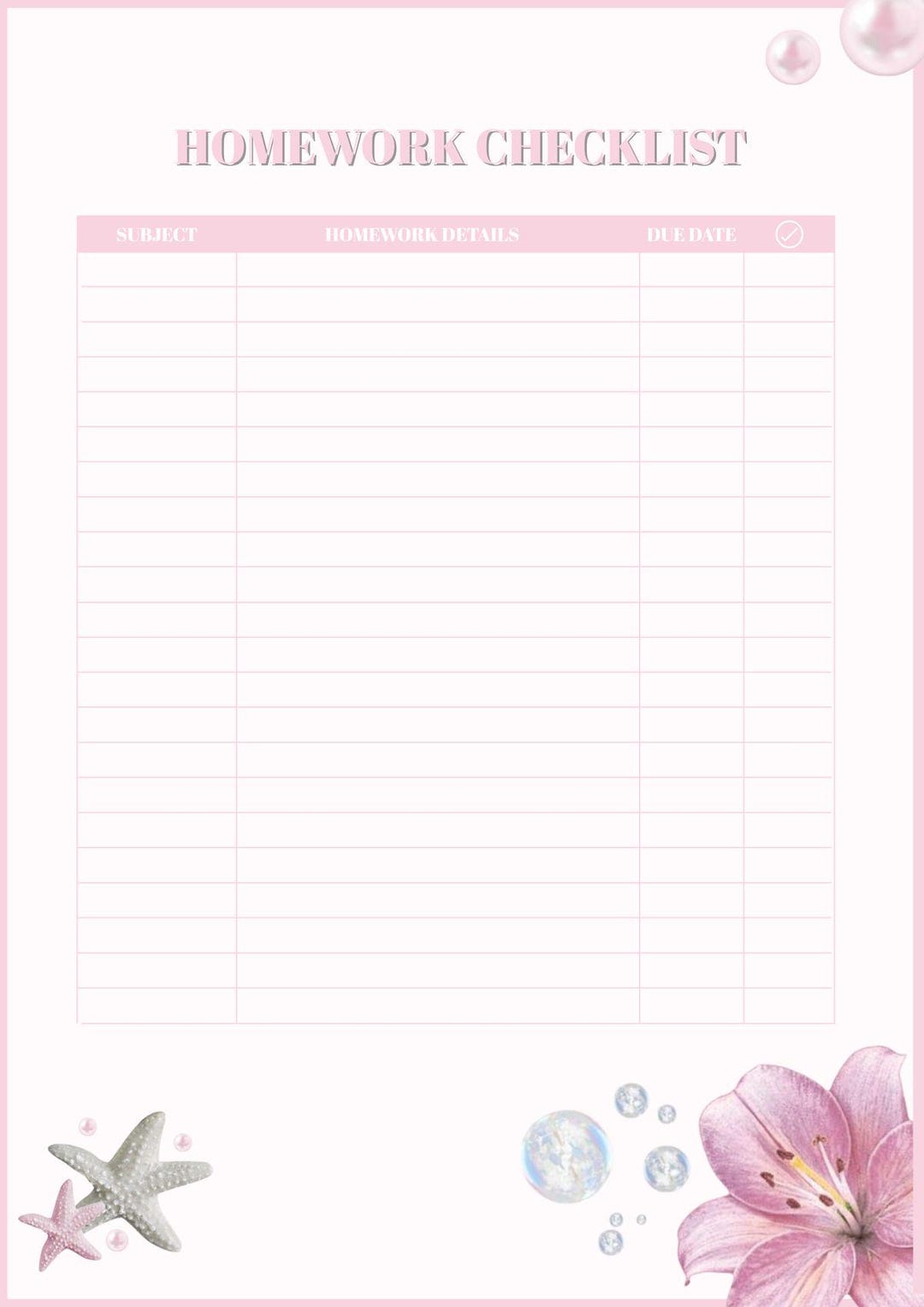 Student Homework Checklist Planner (digital Tool) - Etsy