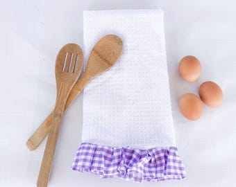 Ruffled Farmhouse Kitchen Towel: Plaid Microfiber Dishcloth | Farmhouse Gifts for Mom, Friend, Coworker, Aunt, Niece, Newlywed | Checkered