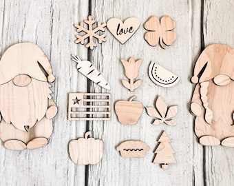 Homemade Gnome Kit: Unpainted Wooden Craft Kits for Adults with Interchangeable Seasonal Decor