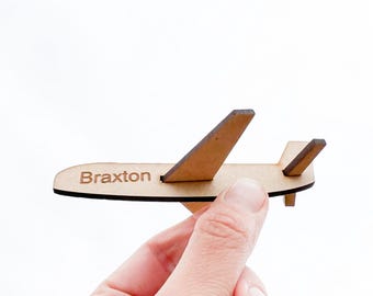 Wooden Paper Airplane | Customizable Custom School Gifts Bulk Party Favors | Small Airplane Toy