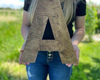 Customizable Wooden Letter Sign: Graduation Party Guest Book Alternative | Unique Class 2026 Personalized Gift | Wood Guest Book