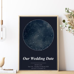 Personalisierte Sternenkarte - Personalisierter Nachthimmel - Geschenk für Jahrestag, Verlobung, Geburtstag, Hochzeit, Valentinstag, Paare