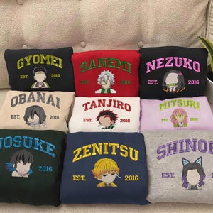 Anime Chibi Embroidered Sweatshirt: Hashira Clothing, Anime Lover Hoodie, Slayer Demon Crewneck