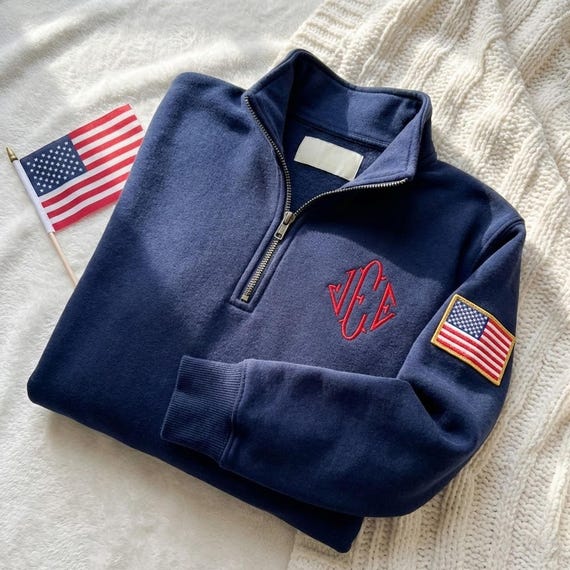 Embroidered J.E.E. Epstein Quarter Zip Sweatshirt, Trendy JEE Monogram Unisex Sweater, USA Inspired Embroidery Merch