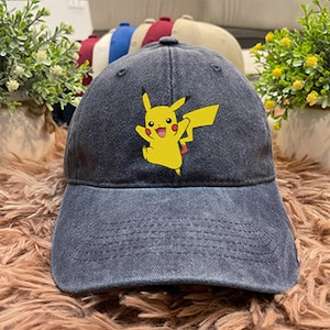 Anime Embroidered Baseball Cap, Anime Embroidered Hat, Customize Anime Embroidered, Gift For Him, Embroidered Anime Washed Hat