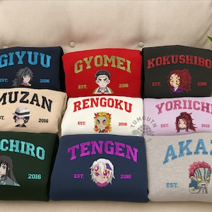 Anime Characters Embroidered Sweatshirt: Slayer, Hashira, Upper Moon Hoodie