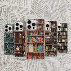 Bookcase Phone Case Bookshelf Cover Vintage Library Case Gift for Book Lover iPhone 11 iPhone 12 iPhone 13 iPhone 14 iPhone 15 iPhone 16 Pro