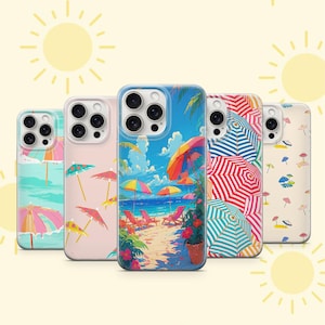 Beach Umbrella Phone Case İtaly Summer Beach Vibes Rainbow Umbrella Cover iPhone 11 iPhone 12 iPhone 13 iPhone 14 iPhone 15 iPhone 16 Pro