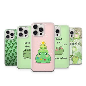Kawaii kikker telefoonhoesje Cottagecore Animal Toad cover schattige groene kikker minimalistische cover grappige kikker citaat iPhone 11 iPhone 12 iPhone 13 14 15