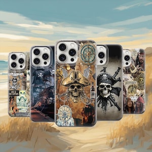 Sea Pirate Phone Case Caribbean Pirate Skull Case Creepy Ship Boat Cover iPhone 11 iPhone 12 iPhone 13 iPhone 14 iPhone 15 iPhone 16 Pro Max