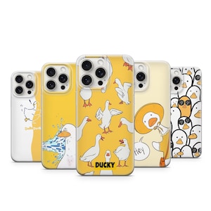 Funny Duck Phone Case Silly Cute Kawaii Goose Cover Aesthetic Animal Cartoon Cover iPhone 11 iPhone 12 iPhone 13 iPhone 14 iPhone 15 Samsung