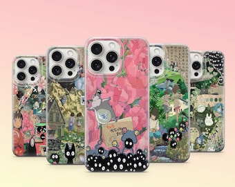 Funda para teléfono con diseño de tablero de estado de ánimo de estética japonesa, conejitos de polvo, hollín y sprites, collage para iPhone 11, iPhone 12, iPhone 13, iPhone 14, 15 y 16