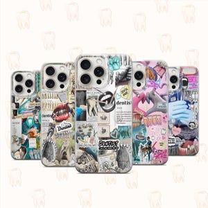 Dentist Collage Phone Case Dental Odontic Case Teeth Hygienist Cover Gift for Dentist & Assistant iPhone 11 iPhone 12 iPhone 13 iPhone 14 15