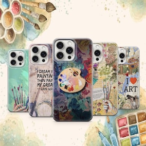 Painter Artist Phone Case Palette Cover Paint Brushes Cover Watercolor Palette Case iPhone 11 iPhone 12 iPhone 13 iPhone 14 iPhone 15 16 Pro