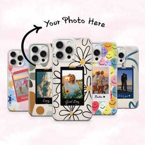 Personalized Custom Photo and Text Polaroid Phone Case  Personalised Gift Cover Cute Floral Case iPhone 11 iPhone 12 iPhone 13 iPhone 14 15