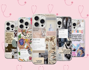 Medical Nurse Collage Phone Case Anatomy illustration Cover Healthcare Worker Gift iPhone 12 iPhone 13 iPhone 14 iPhone 15 iPhone 16 17 Pro