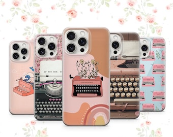 Retro Typewriter Phone Case Dark Academia Writer Cover iPhone 17 16 15 Pro Max Samsung Galaxy S26 S25 Ultra Minimalist Poet Gift
